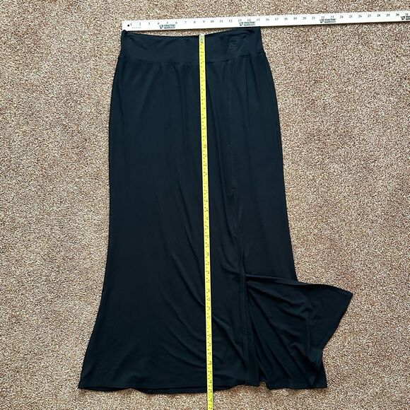 Karen Kane Maxi Skirt XL Pull On Black Slit Goth Witchy Capsule Basic - Picture 7 of 7